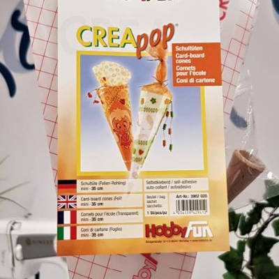 Schultüte-6 eckig-Folien Rohling-selbstklebend-35 cm