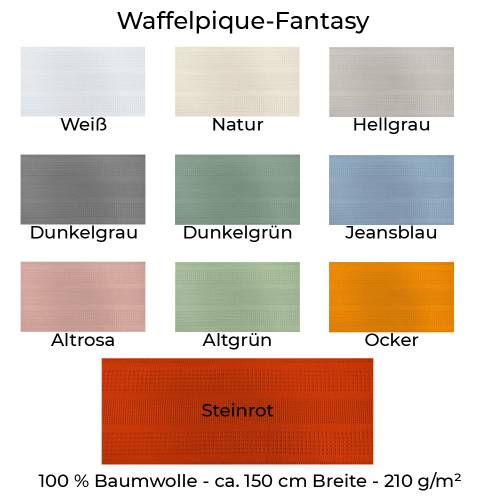 Waffelpique-Waffelstoff-Fantasy-Oekotex Standard-10 verschiedene Farben