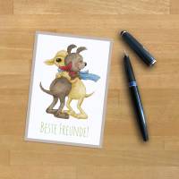 Postkarte: Beste Freunde, Freundschaft, Hunde, Umarmung · A6 · Aquarell, Buntstift, klimaneutraler Druck Bild 3