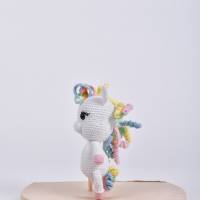 Handgefertigte gehäkelte Puppe Einhorn "Leyla" aus Baumwolle, Amigurumi Kuscheltier, Geschenk für Mädchen Bild 2
