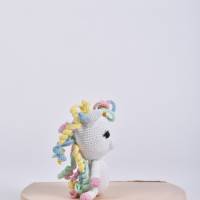 Handgefertigte gehäkelte Puppe Einhorn "Leyla" aus Baumwolle, Amigurumi Kuscheltier, Geschenk für Mädchen Bild 4