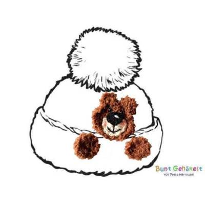 Bär Applikation, Häkelapplikation, Tierapplikation, Applikation für Mütze, Kinderapplikation, gehäkelt, gehäkelte Appl