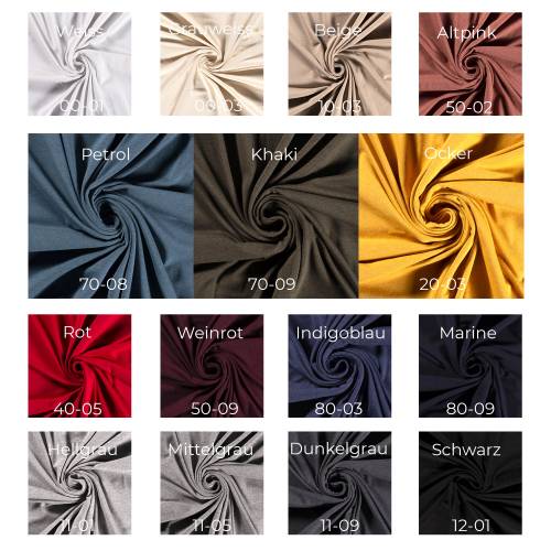 Global-Recycling-Standard-Sweat-50 cm Schritte-Meterware-15 Farben