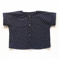 Sommer-Shirt, kurzärmlig, dunkelblau beige gepunktet, 110/116, Upcycling Bild 4