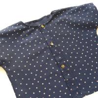 Sommer-Shirt, kurzärmlig, dunkelblau beige gepunktet, 110/116, Upcycling Bild 7