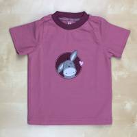 T-Shirt Esel Gr. 86; Babykleidung; bestickt; rosa Shirt aus Jersey Bild 1