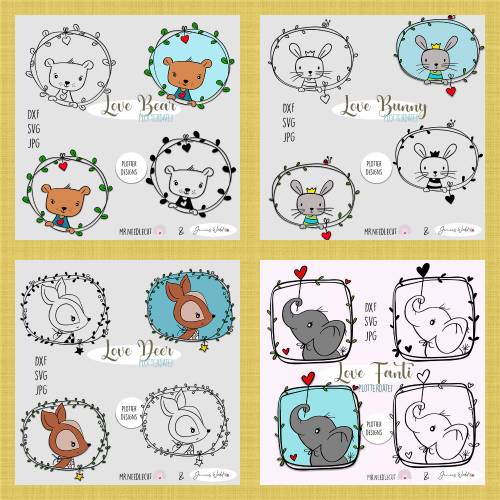 Plotterdatei Janeas World Love Animals Set