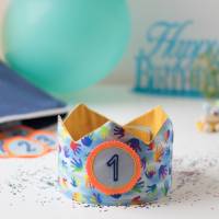 Geburtstagskrone, Stoffkrone mit wechselbaren Zahlen 1-6 Jahre und Aufbewahrungstasche Bild 1