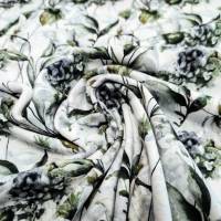 0,5m Jersey Blumen Aquarell Weiss Grau Bild 1