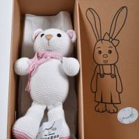 Handgefertigte gehäkelte Teddy Bär "Leonie" aus Baumwolle, weiß mit rosa Schleife, Kuscheltier, Geschenk für Kin Bild 8