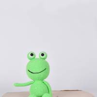 Handgefertigte gehäkelte Puppe Frosch "Charlie" aus Baumwolle Amigurumi Frosch, Kuscheltier, Geschenk zu Ostern Bild 1