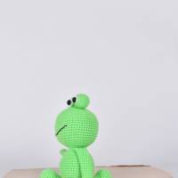 Handgefertigte gehäkelte Puppe Frosch "Charlie" aus Baumwolle Amigurumi Frosch, Kuscheltier, Geschenk zu Ostern Bild 2