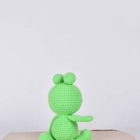 Handgefertigte gehäkelte Puppe Frosch "Charlie" aus Baumwolle Amigurumi Frosch, Kuscheltier, Geschenk zu Ostern Bild 4