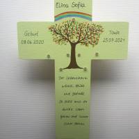 Kinderkreuz mit LED Licht Taufkreuz Taufgeschenk Patengeschenk bemalter Kinderkreuz Lebensbaum Bild 4