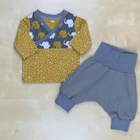 Babykleidung Größe 56 Elefanten; Kleidungsset aus Shirt + Pumphose; Erstausstattung; Geschenk Geburt/Taufe Bild 1