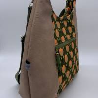 Hobo-Bag, Handtasche, Umhängetasche Tulpen retro grün/braun/beige, Handarbeit Bild 6