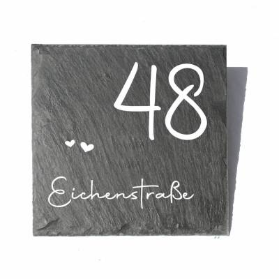 Schiefer Hausnummer handbemalt