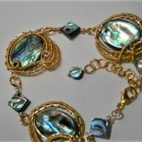 Armband Abalone handgemacht Seeopal wirework goldfarben boho Bild 2