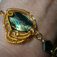 Armband Abalone handgemacht Seeopal wirework goldfarben boho Bild 5