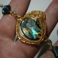 Armband Abalone handgemacht Seeopal wirework goldfarben boho Bild 6