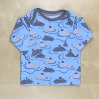 Kleidungsset Gr. 74; Babykleidung Nilpferde; Shirt & Pumphose; Erstausstattung Baby; Geschenk; amerikanischer Ausschnitt Bild 2