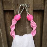 Handtuchhalter, Makramee Technik, rosa pink, Badezimmerdeko Bild 3