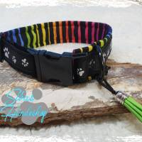 Hundehalsband Rainbow-Schwarz mit Pfötchen und Klickverschluß – verstellbar Bild 2