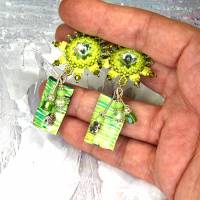 lässige grüne boho ohrstecker, geschenk, ohrringe, beadwork, keramik, glasperlen Bild 6