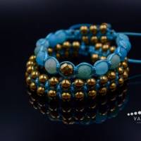 Damen Armband-Set aus Edelsteinen Achat und Hämatit, Makramee Armband, Geschenk für sie, 10 mm Bild 10
