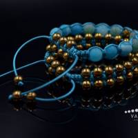 Damen Armband-Set aus Edelsteinen Achat und Hämatit, Makramee Armband, Geschenk für sie, 10 mm Bild 3