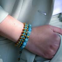 Damen Armband-Set aus Edelsteinen Achat und Hämatit, Makramee Armband, Geschenk für sie, 10 mm Bild 5