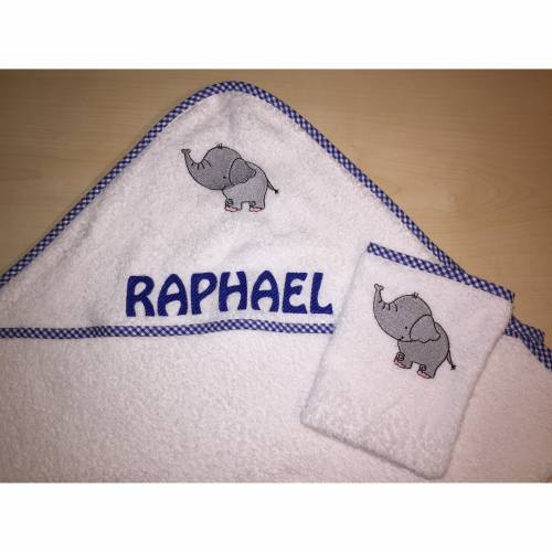 Kapuzenbadetuch + Waschlappen,100 x 100 cm