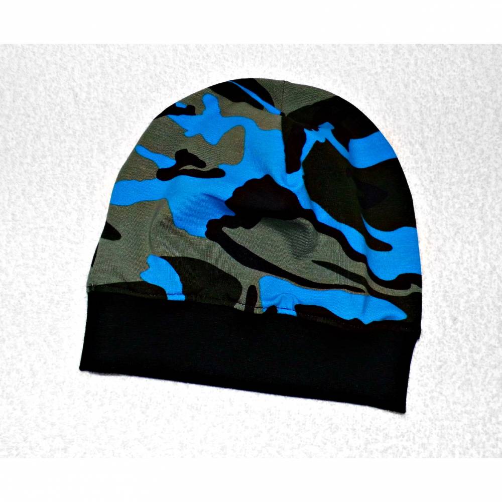 Beanie  Übergangsmütze  Mütze  Camouflage  Khaki - Blau Bild 1