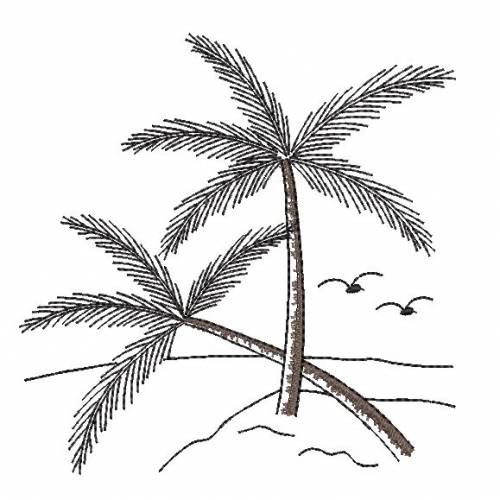 Stickdatei Palme Palmen Meer Urlaub Redwork