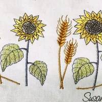 *Edle Sonnenblumen mit Ähren Stickdatei* Doodle, farbig und Redwork, je 4 Größen, 15 Dateien, bitte Format auswählen Bild 3