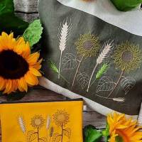 *Edle Sonnenblumen mit Ähren Stickdatei* Doodle, farbig und Redwork, je 4 Größen, 15 Dateien, bitte Format auswählen Bild 5