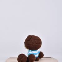 Handgefertigte gehäkelte Puppe Bär "Bobo" aus Baumwolle, Teddy Bär, Kuscheltier, Geschenk für Kinder zum Geburts Bild 6