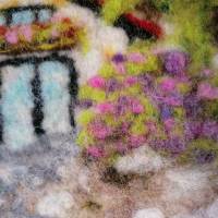 Filzkunst "Haus am See" gefilzt im3-D- Bilderrahmen Bild 6