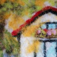 Filzkunst "Haus am See" gefilzt im3-D- Bilderrahmen Bild 7