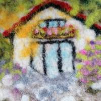 Filzkunst "Haus am See" gefilzt im3-D- Bilderrahmen Bild 8