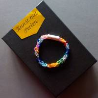 Glasperlenarmband bunter Verlauf, Länge 19,5 cm, Armband aus Rocailles gehäkelt, Magnetverschluß Bild 2