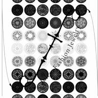 Schwarz Weiß Mochochrom Cabochon Motiv Vorlagen rund 25mm auf DinA4 zum Selbermachen Digitaler Download Bild 2