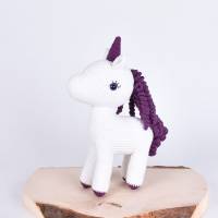 Handgefertigtse gehäkeltes Kuscheltier Einhorn "Fluffy" aus Baumwolle, geschenk für Mädchen, zur Schuleiführung, Bild 2
