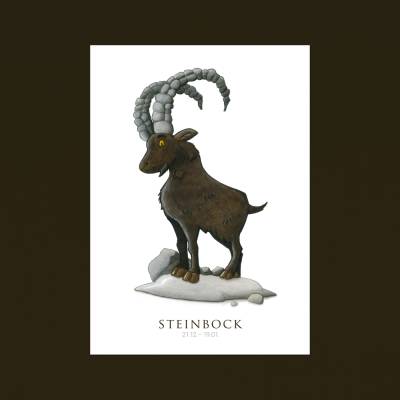 Postkarte Steinbock A6 · Sternzeichen Geburtstag Geburt Aquarell Buntstift Dezember Januar