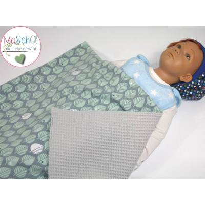 Babykuscheldecke Blätter BW beige