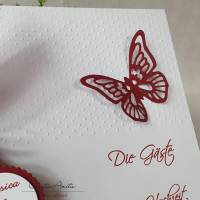 Gästebuch Butterfly-Schmetterlinge in Weiß-Bordeaux Bild 3