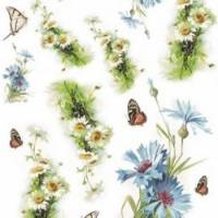 Schmetterlinge an Blumen R0563 259 -  Faserpapier - Reispapier - Decoupage - Serviettentechnik Bild 1