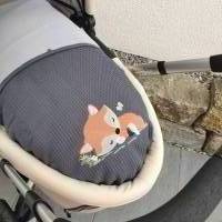 Babydecke - Wiegendecke Grau mit Fuchs schlafend Bild 5