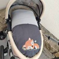 Babydecke - Wiegendecke Grau mit Fuchs schlafend Bild 6