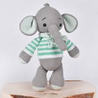 Handgefertigte gehäkelte Puppe Elefant "Manni" aus Baumwolle, Amigurumi Kuscheltier Elefant, Geschenk für Kinder Bild 1